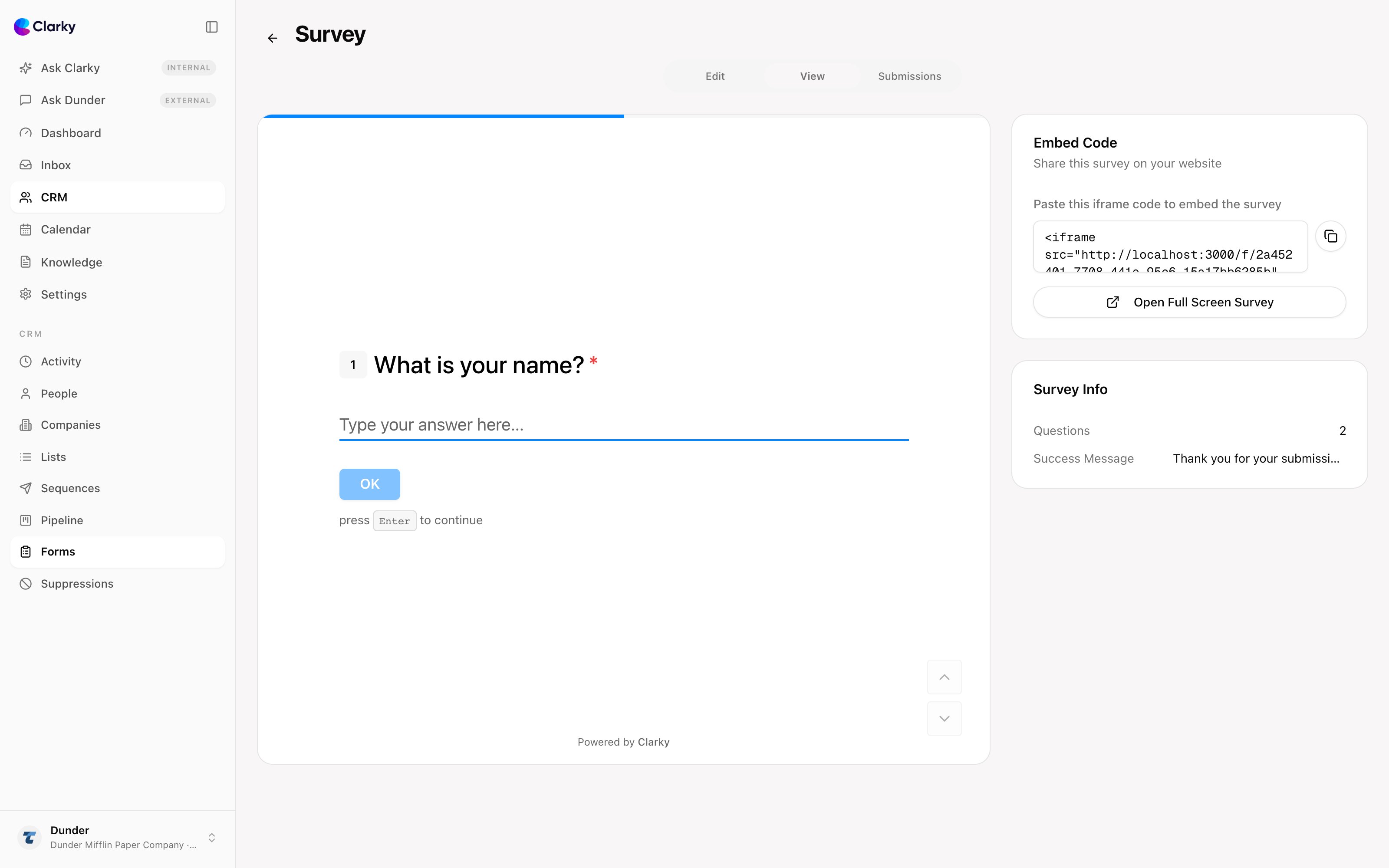 Capture leads with forms and surveys