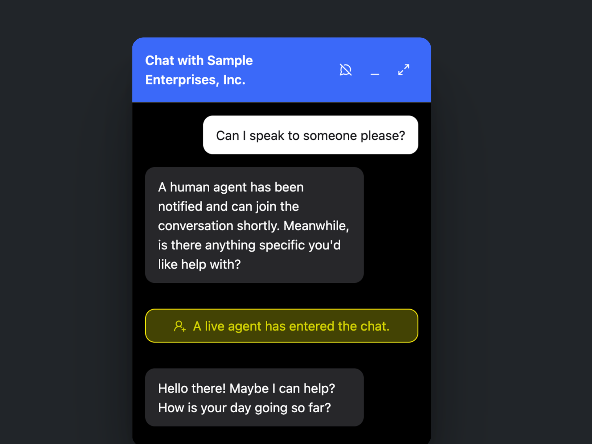 A human taking over a Clarky conversation
