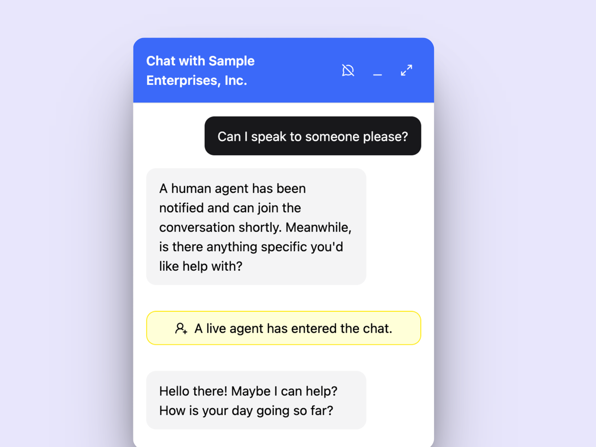A human taking over a Clarky conversation
