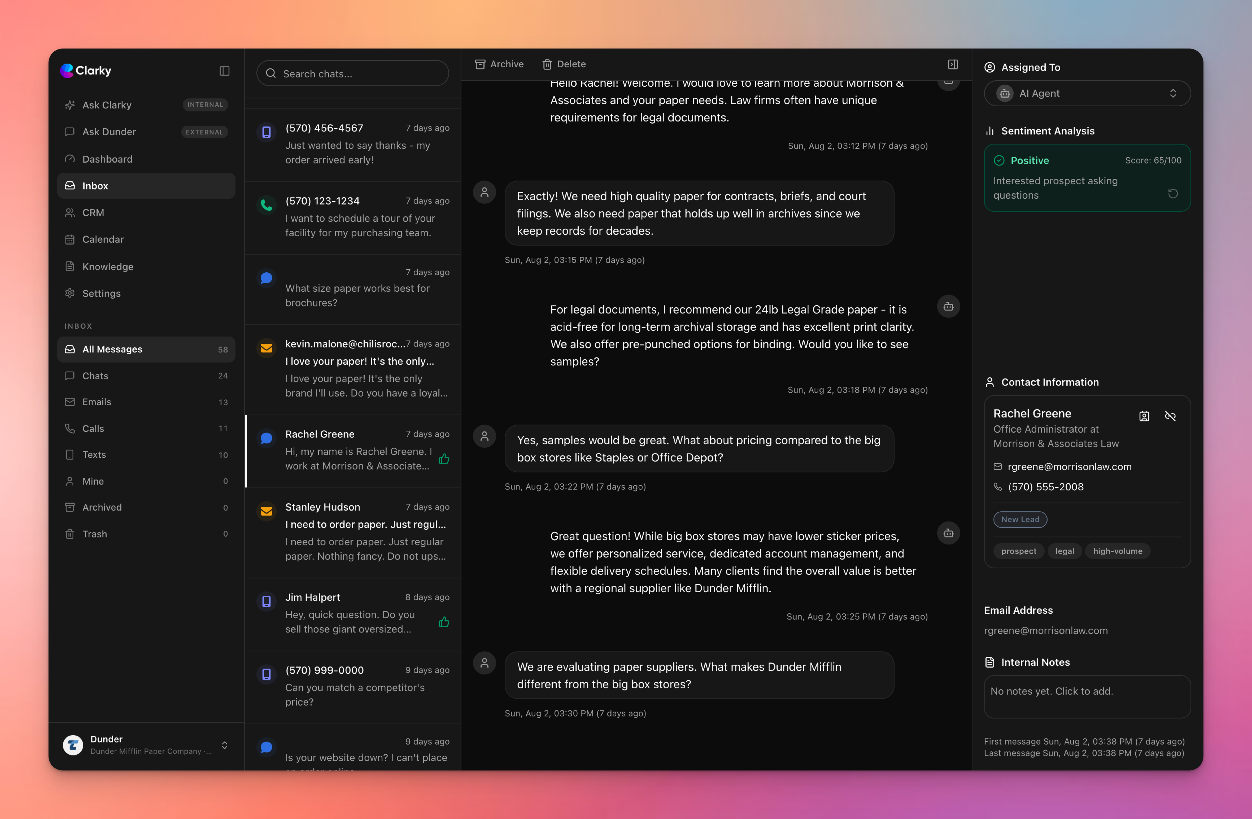The Clarky unified inbox