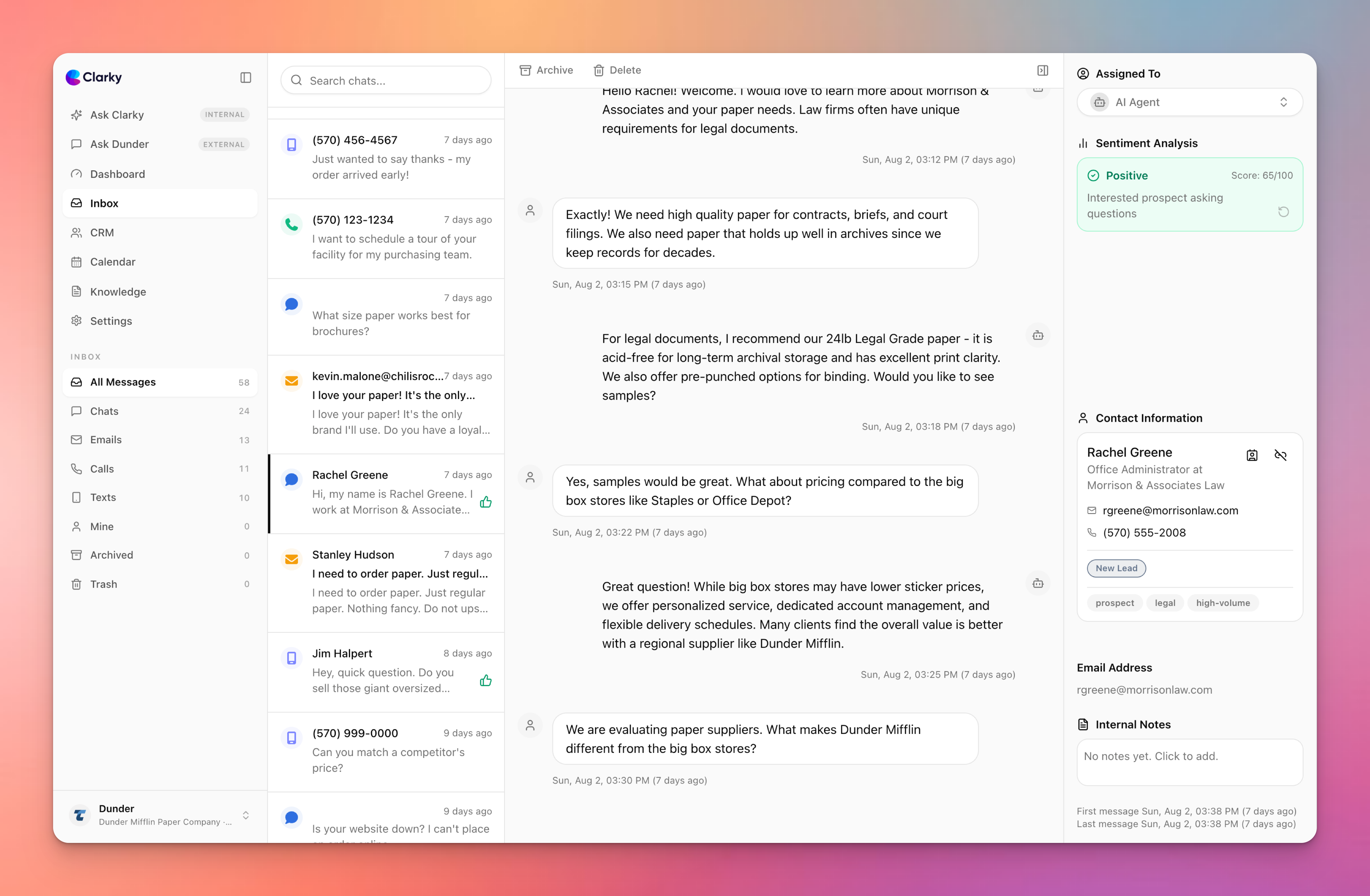 The Clarky unified inbox
